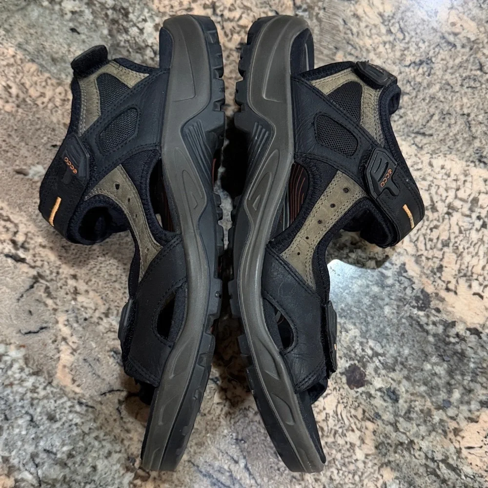 Ecco Black and Tan Men's Sandals